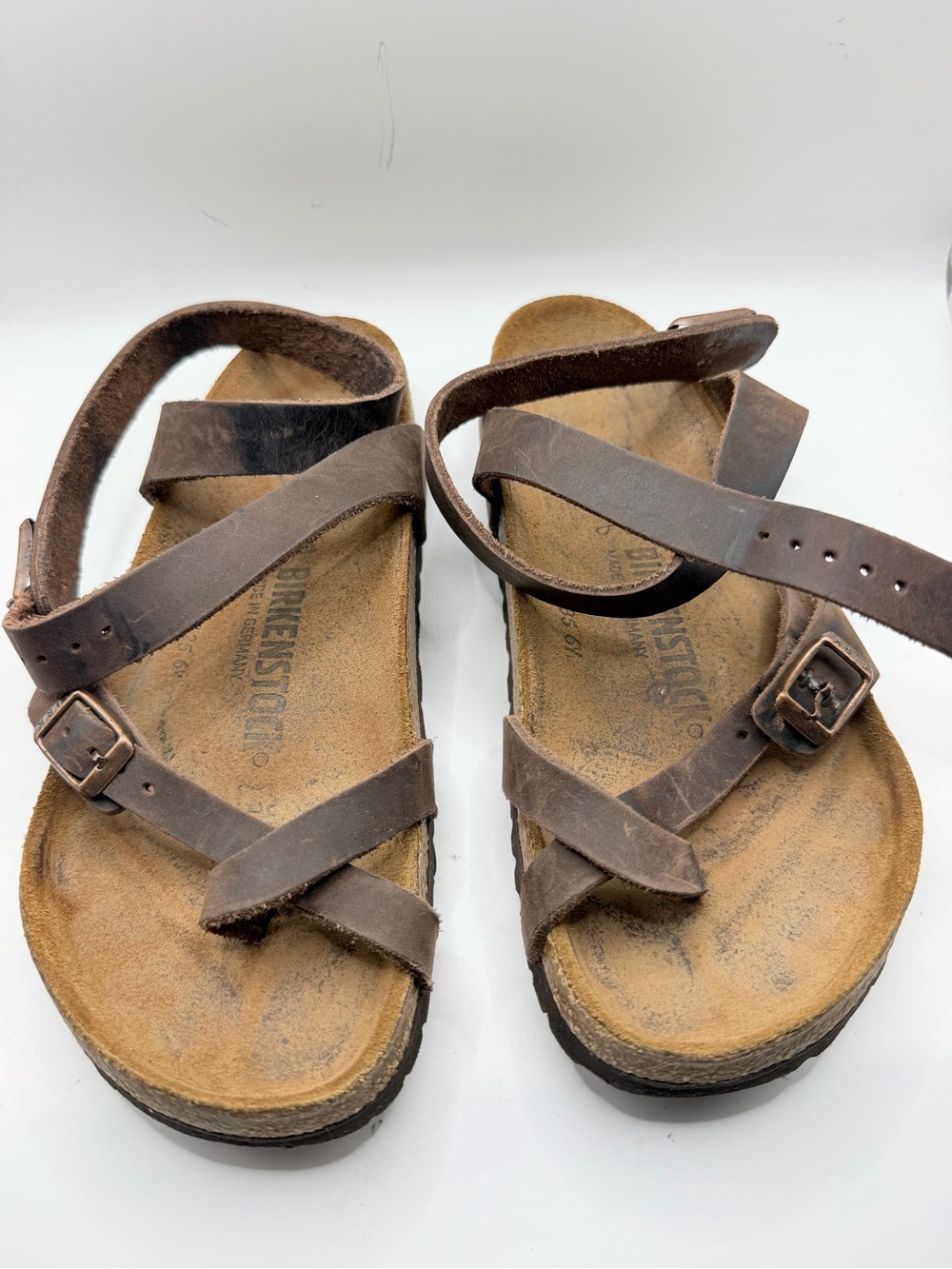 Birkenstock  Dark Brown Leather Crisscross Sandals